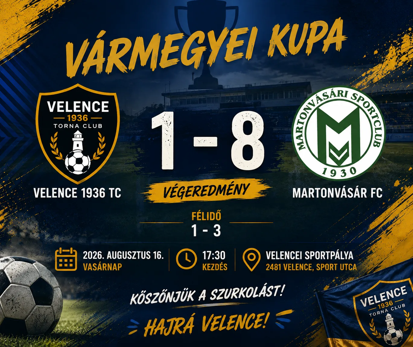 Hazai vereség a Martonvásár ellen — 1–8